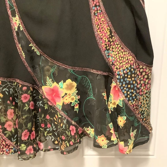 tommy n loulou vintage black maxi skirt x-large floral flare hem modest whimsy - Picture 6 of 15